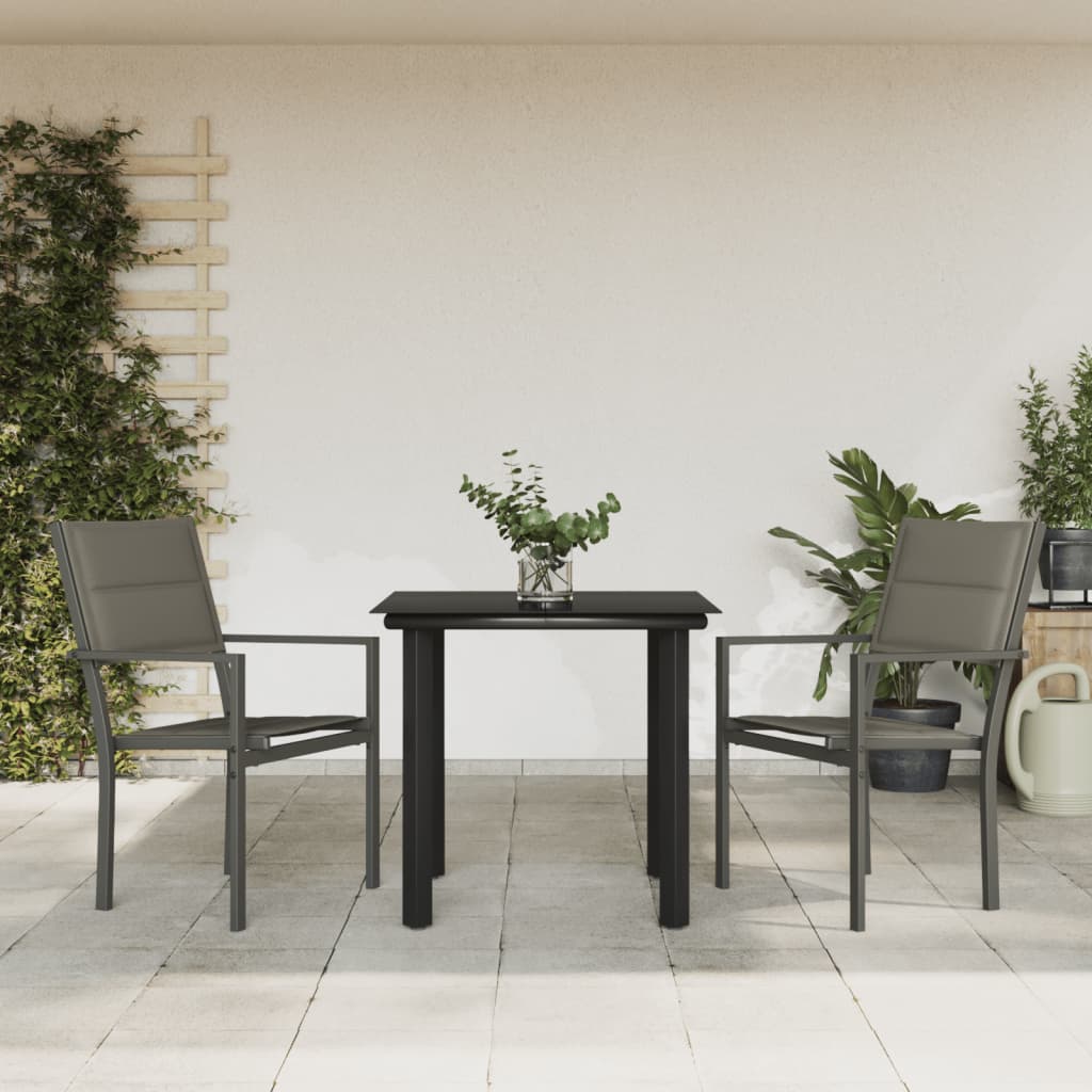 vidaXL 3-Piece Garden Dining Set Textilene and Steel Black