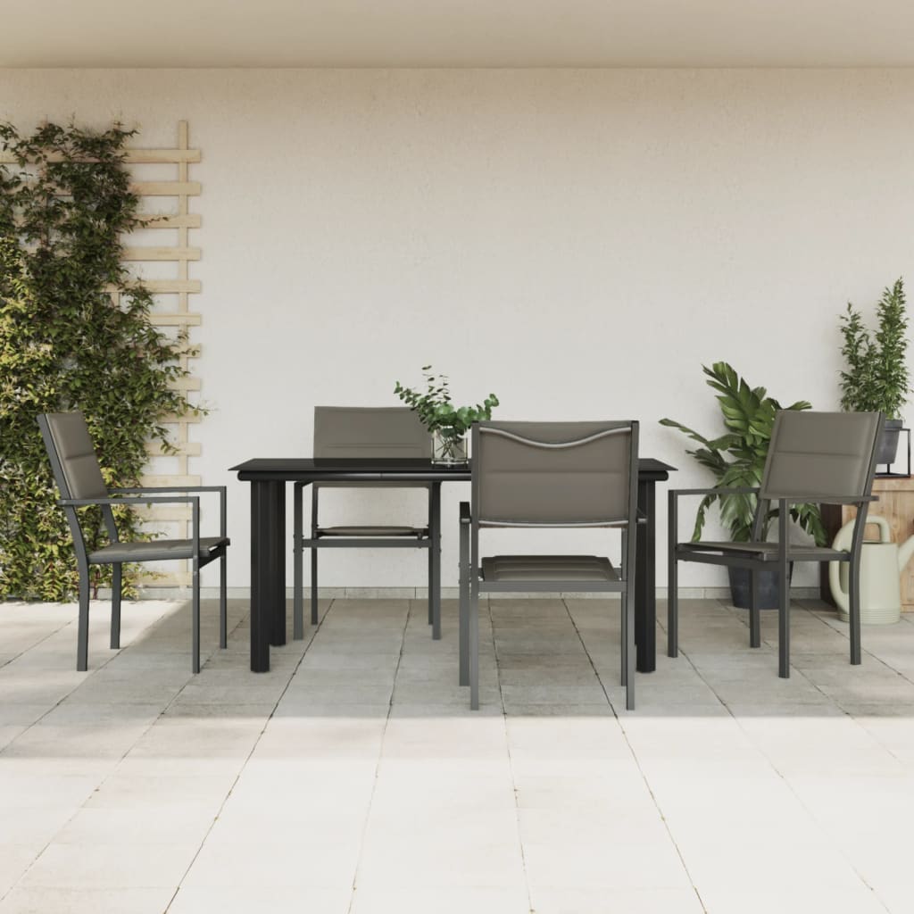 vidaXL 3-Piece Garden Dining Set Textilene and Steel Black