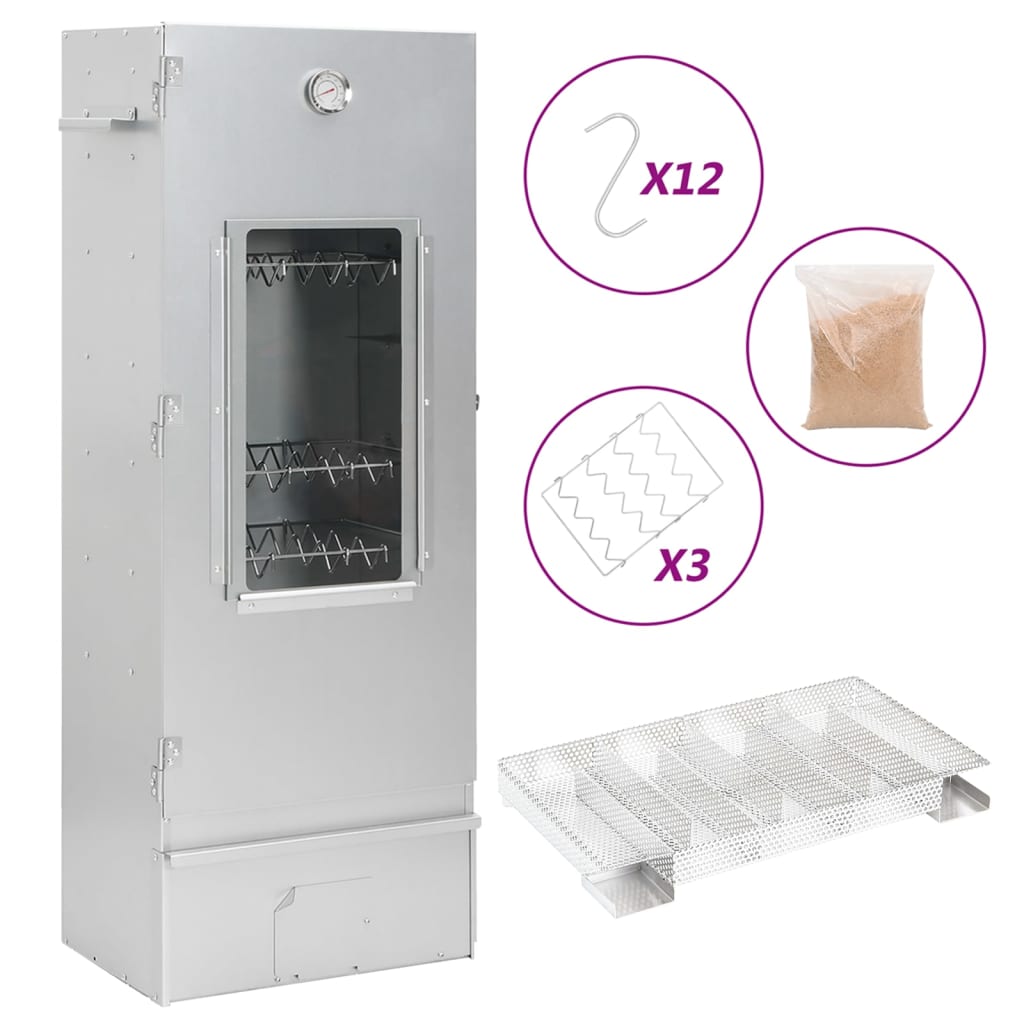 vidaXL BBQ-rookoven met koude rookgenerator gegalvaniseerd staal