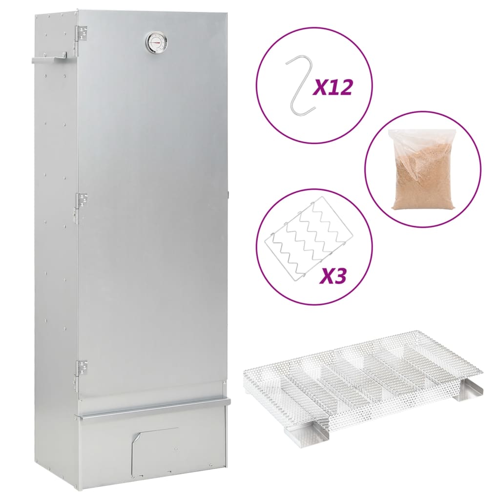 vidaXL BBQ-rookoven met koude rookgenerator gegalvaniseerd staal