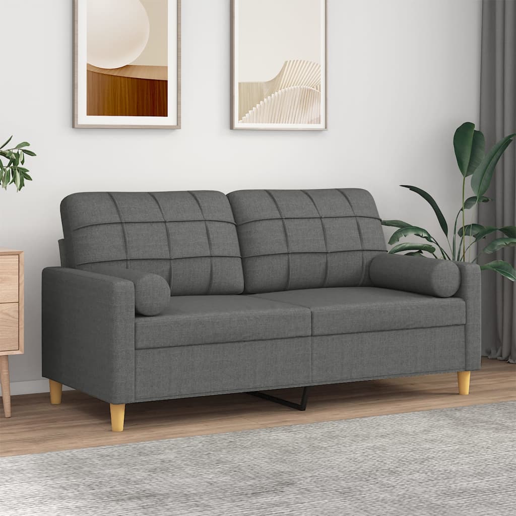 vidaXL Tweezitsbank met sierkussens 120 cm stof lichtgrijs