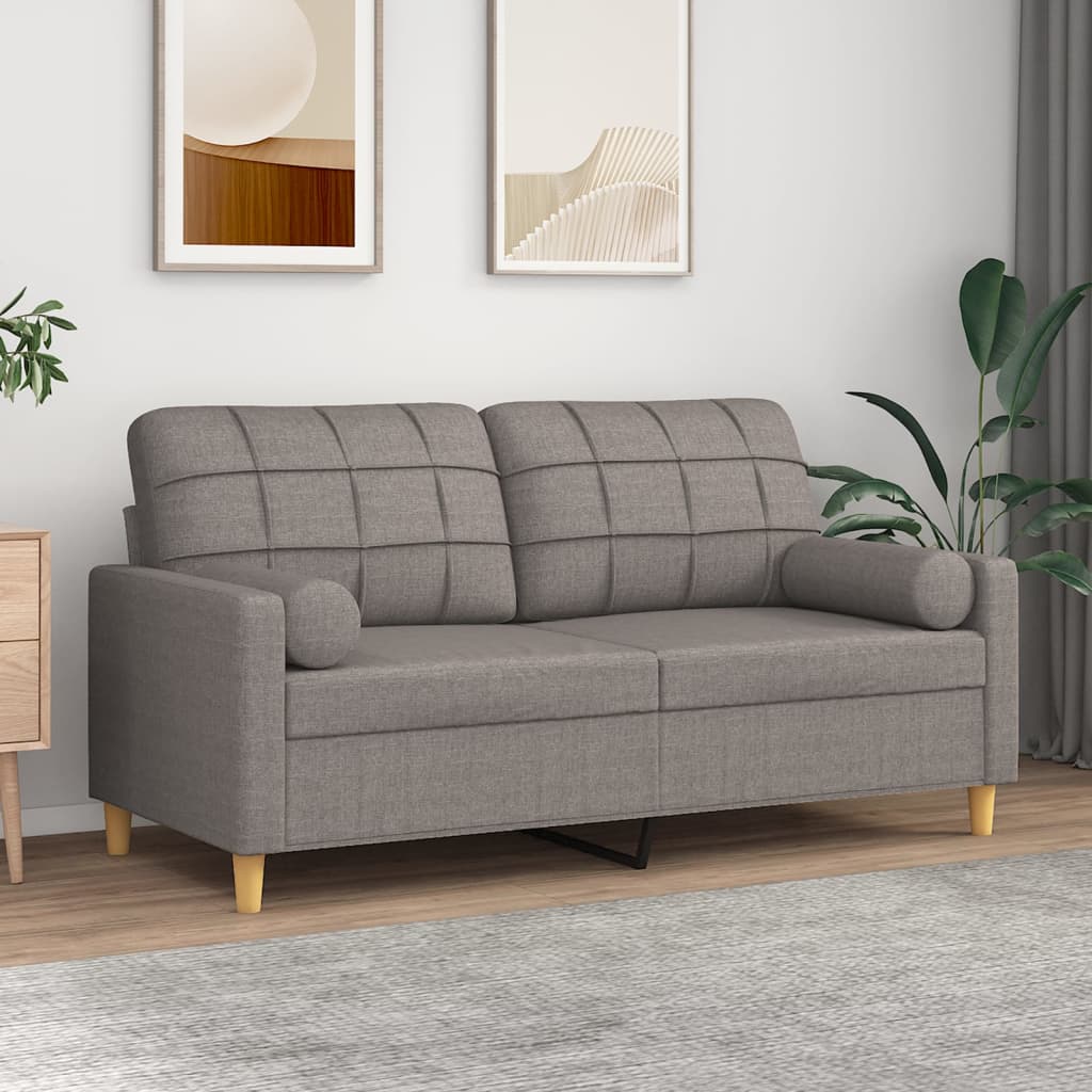 vidaXL Tweezitsbank met sierkussens 120 cm stof lichtgrijs