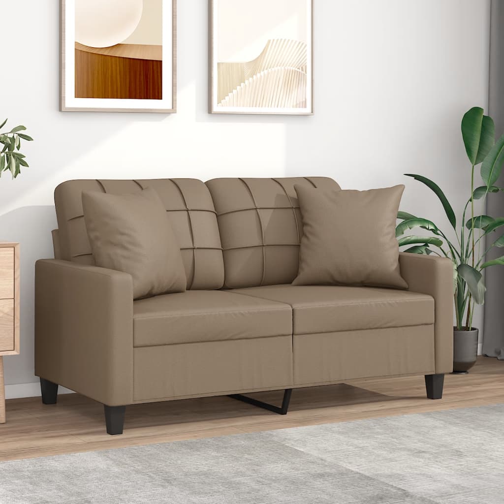 vidaXL Tweezitsbank met sierkussens 120 cm kunstleer zwart