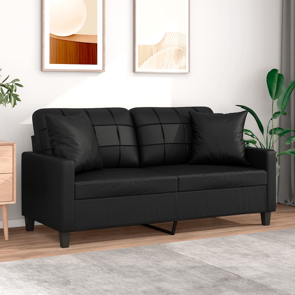 vidaXL Tweezitsbank met sierkussens 120 cm kunstleer zwart
