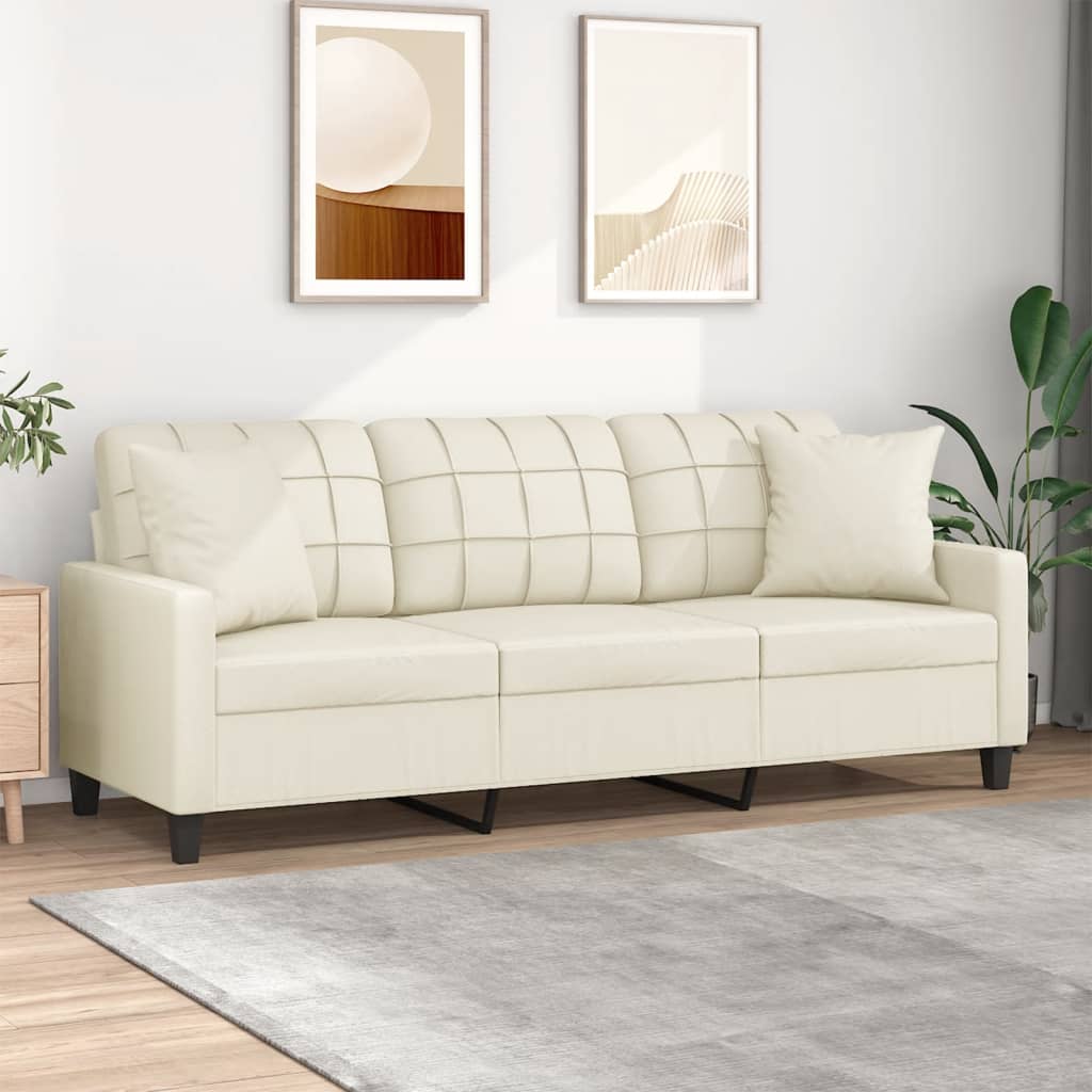 vidaXL Tweezitsbank met sierkussens 120 cm kunstleer zwart