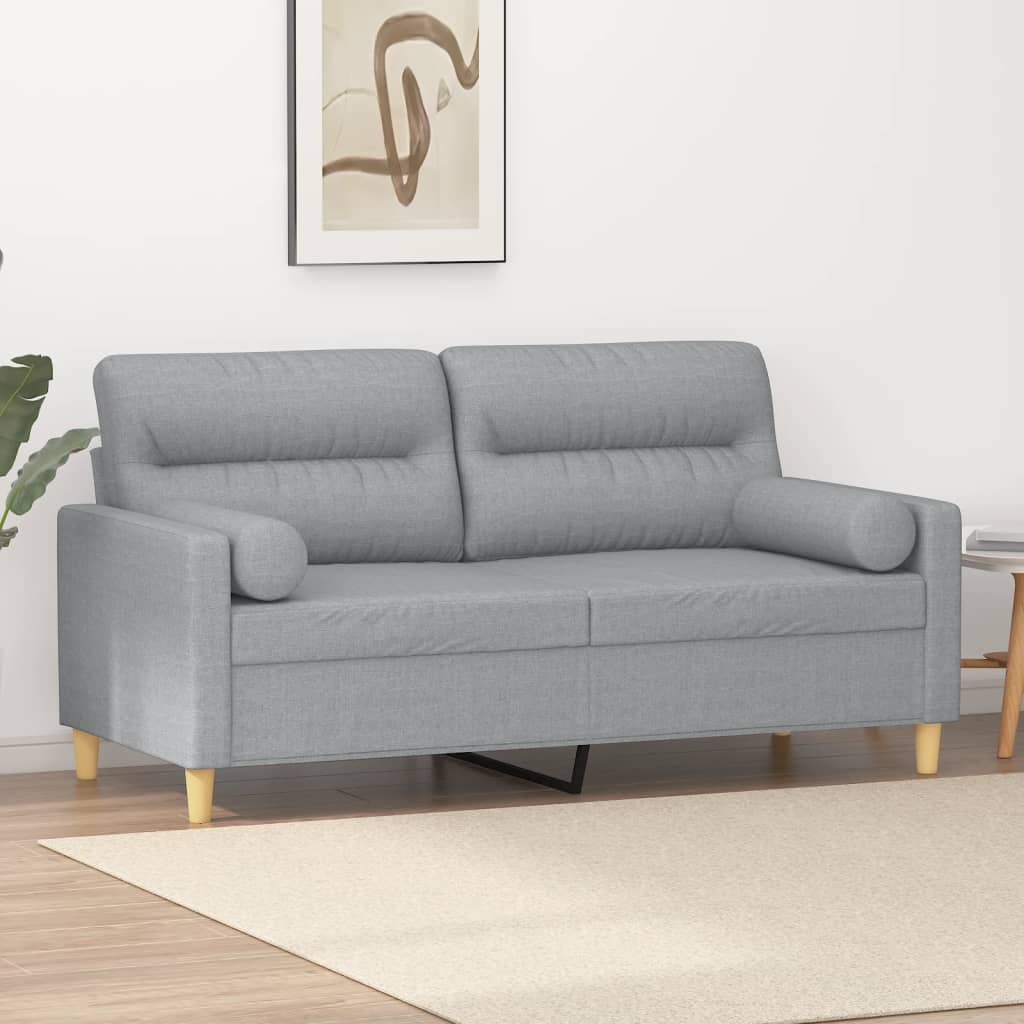 vidaXL Tweezitsbank met sierkussens 120 cm stof lichtgrijs