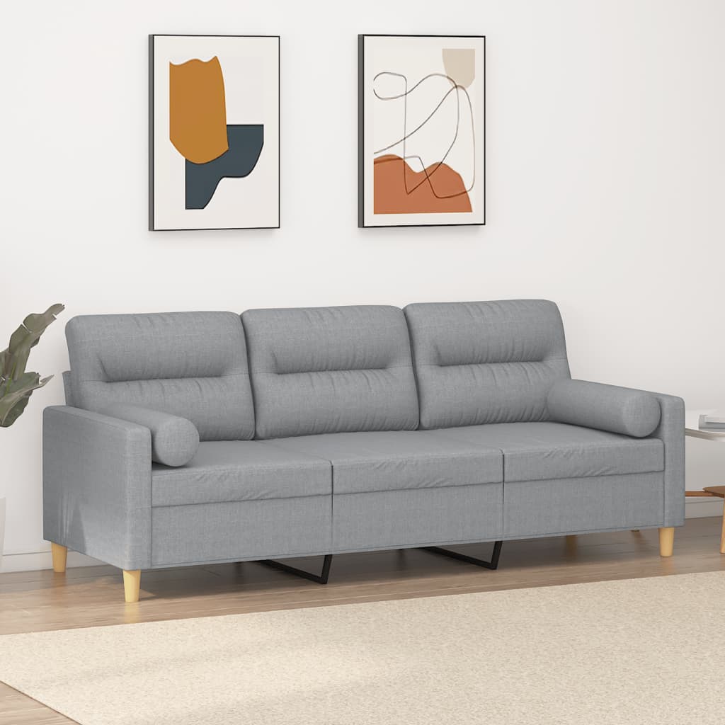 vidaXL Tweezitsbank met sierkussens 120 cm stof lichtgrijs