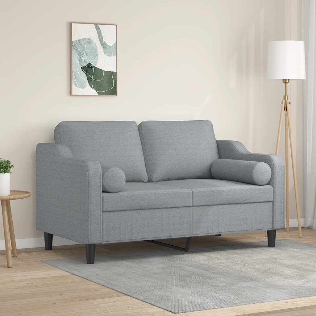 vidaXL Tweezitsbank met sierkussens 120 cm stof lichtgrijs