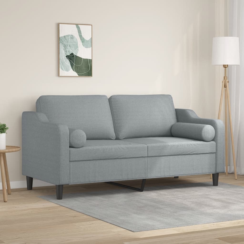 vidaXL Tweezitsbank met sierkussens 120 cm stof lichtgrijs