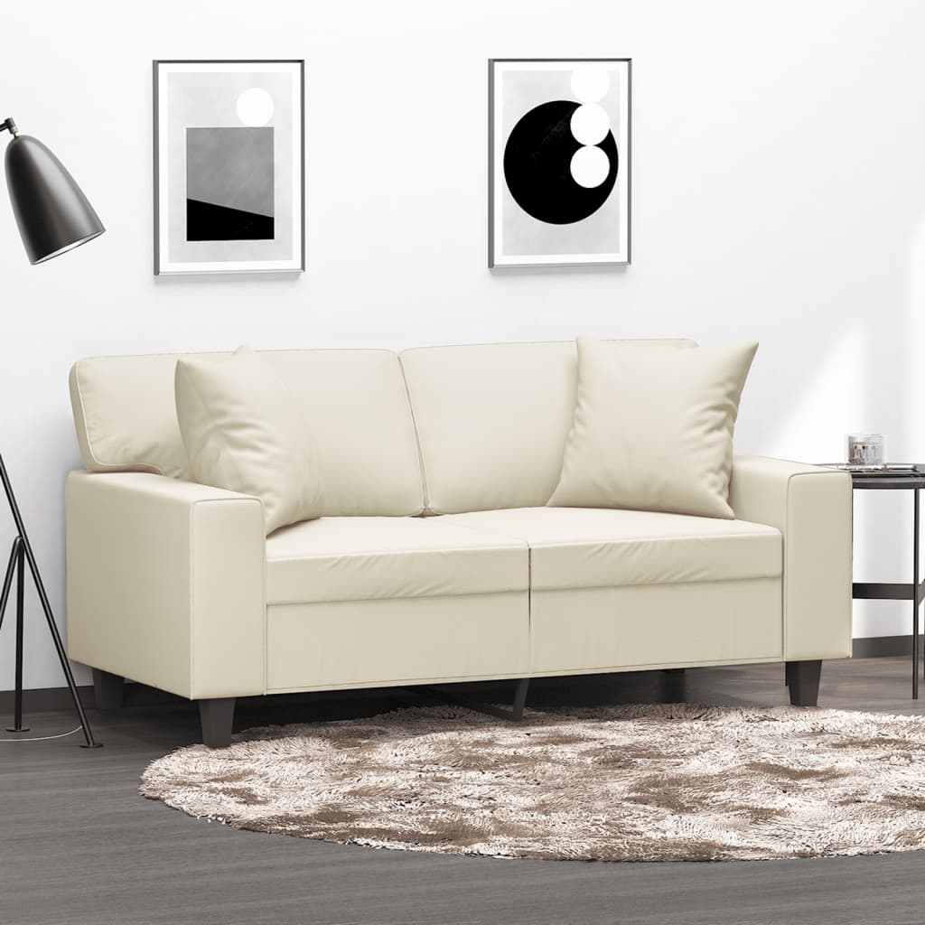 vidaXL Tweezitsbank met sierkussens 120 cm kunstleer zwart