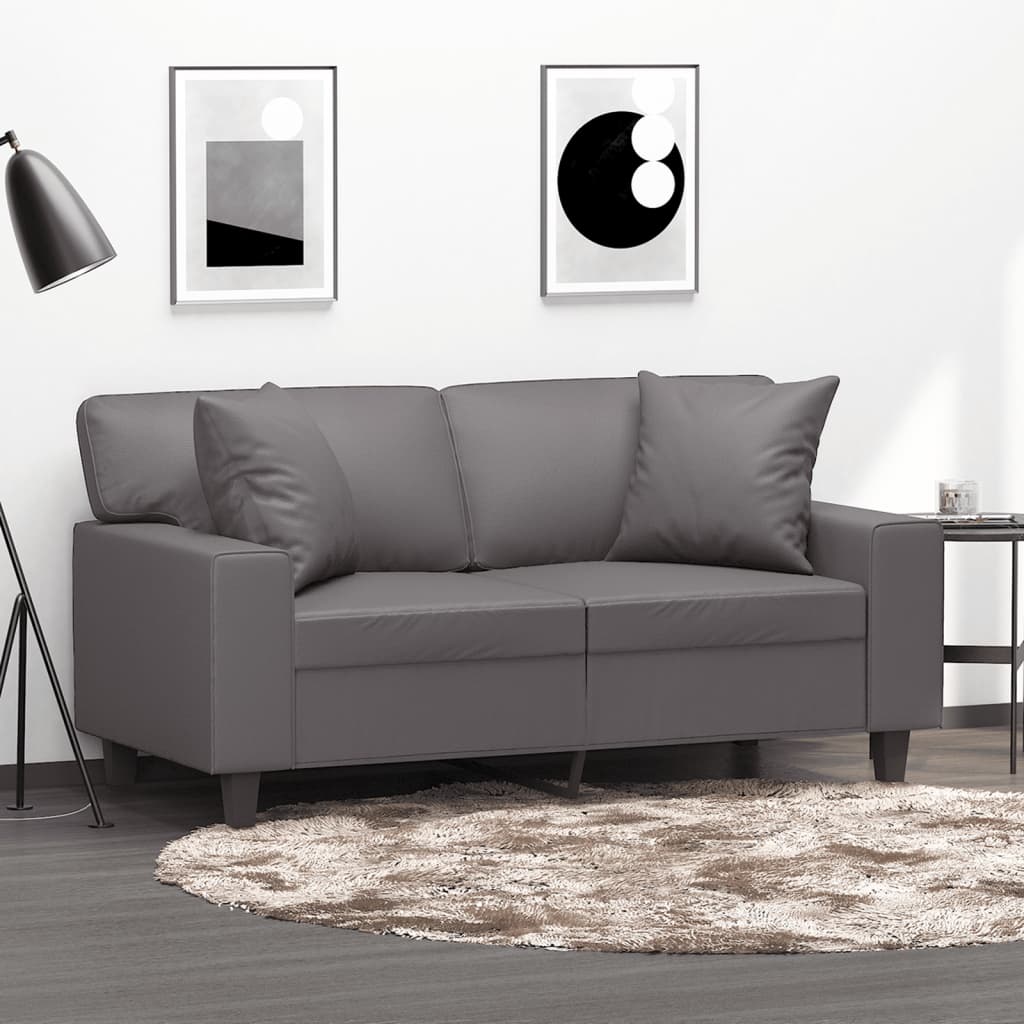 vidaXL Tweezitsbank met sierkussens 120 cm kunstleer zwart