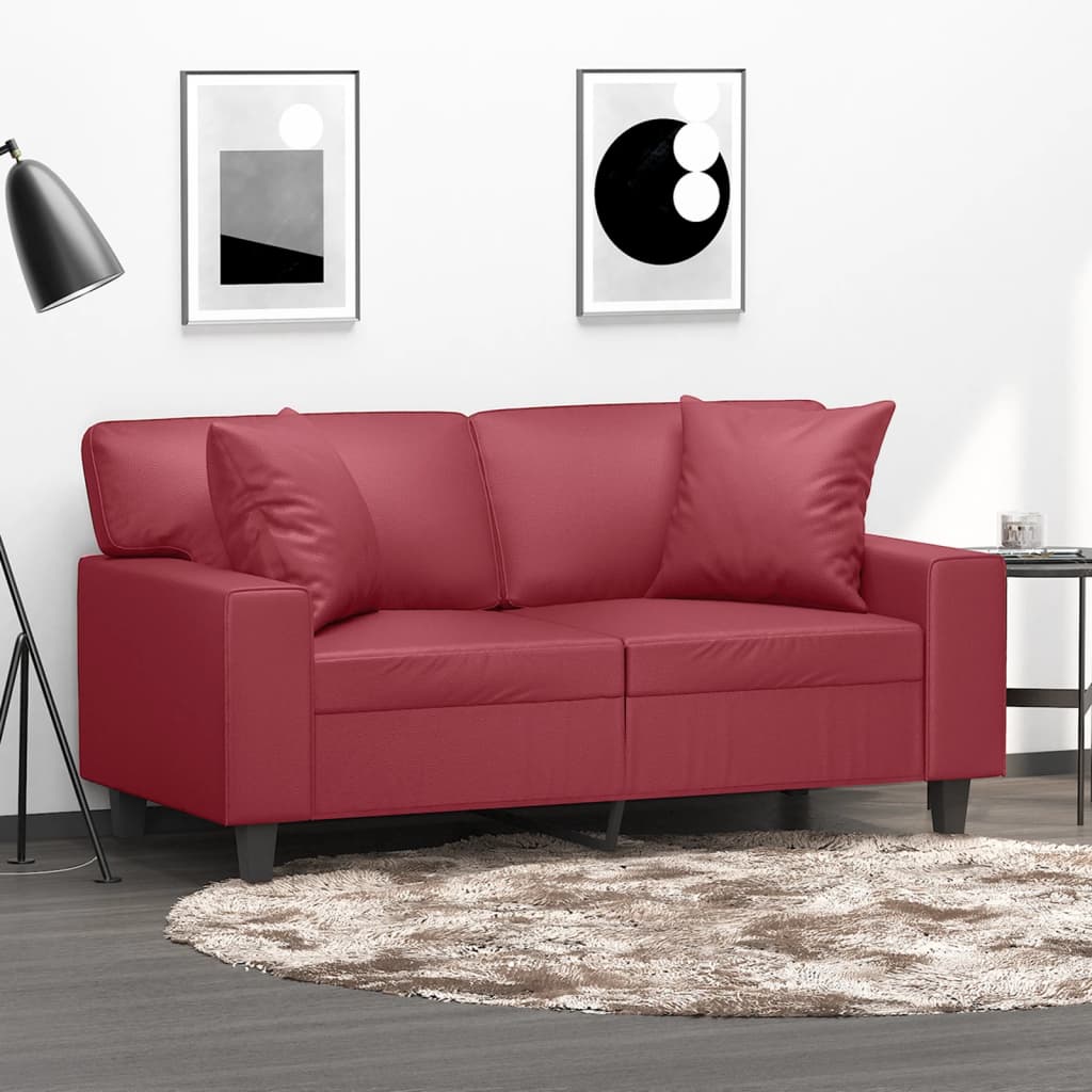 vidaXL Tweezitsbank met sierkussens 120 cm kunstleer zwart