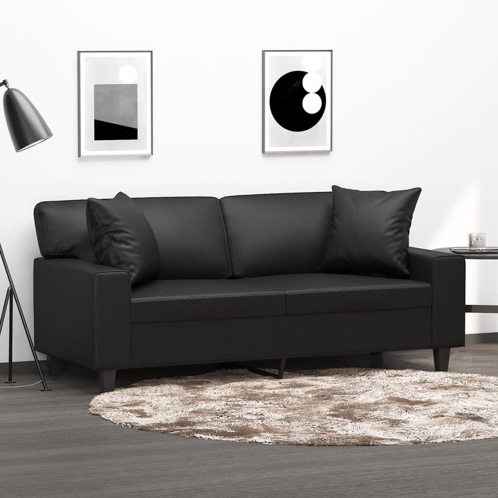 vidaXL Tweezitsbank met sierkussens 120 cm kunstleer zwart