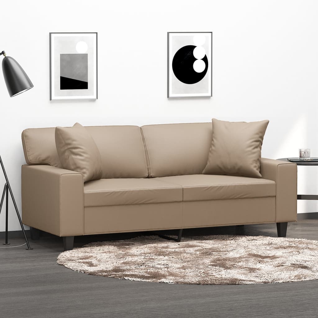 vidaXL Tweezitsbank met sierkussens 120 cm kunstleer zwart