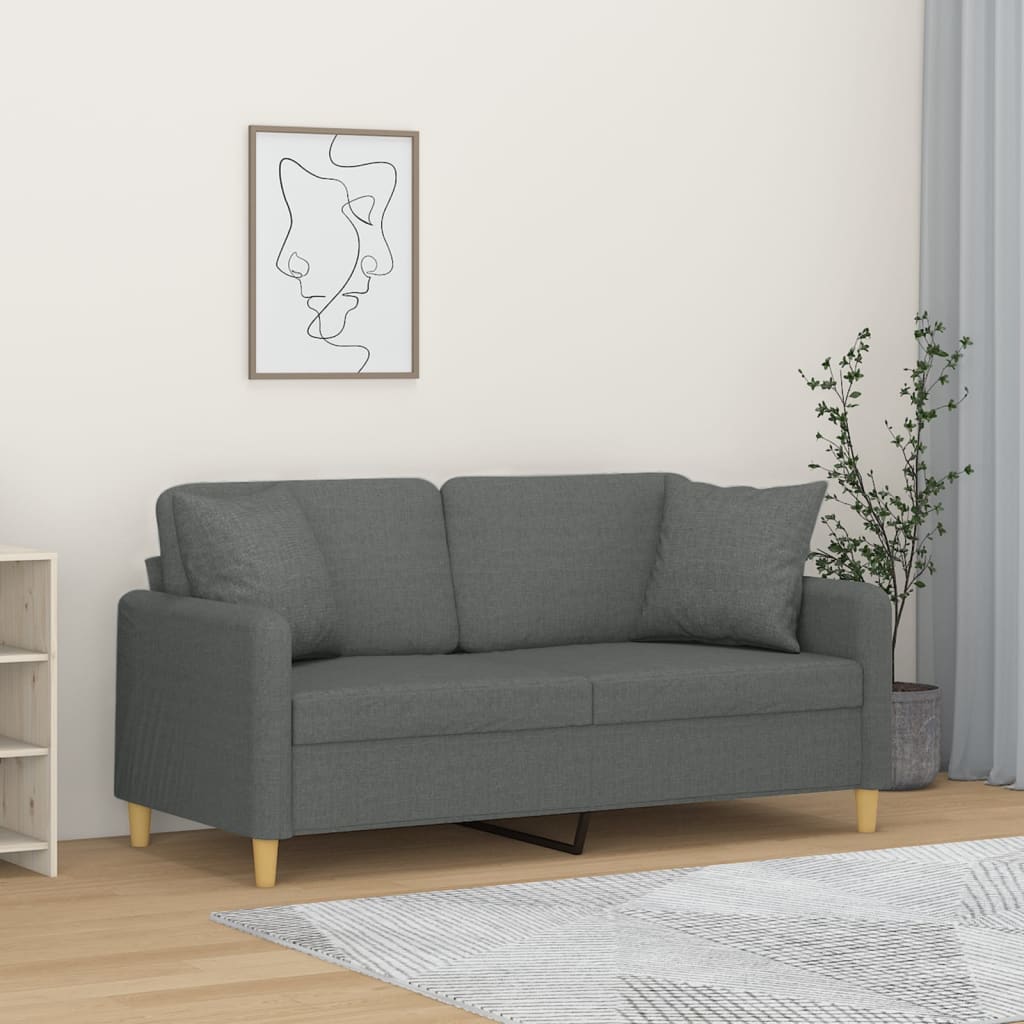 vidaXL Tweezitsbank met sierkussens 120 cm stof lichtgrijs