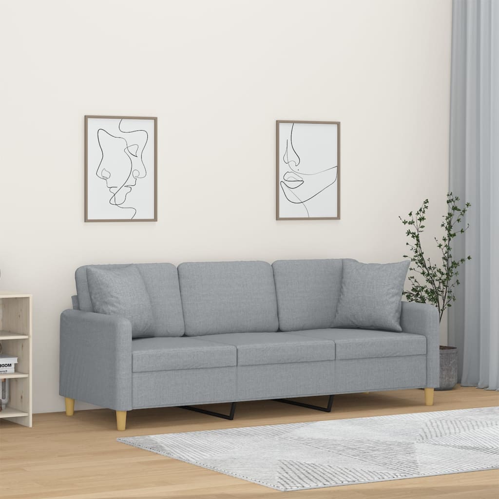 vidaXL Tweezitsbank met sierkussens 120 cm stof lichtgrijs