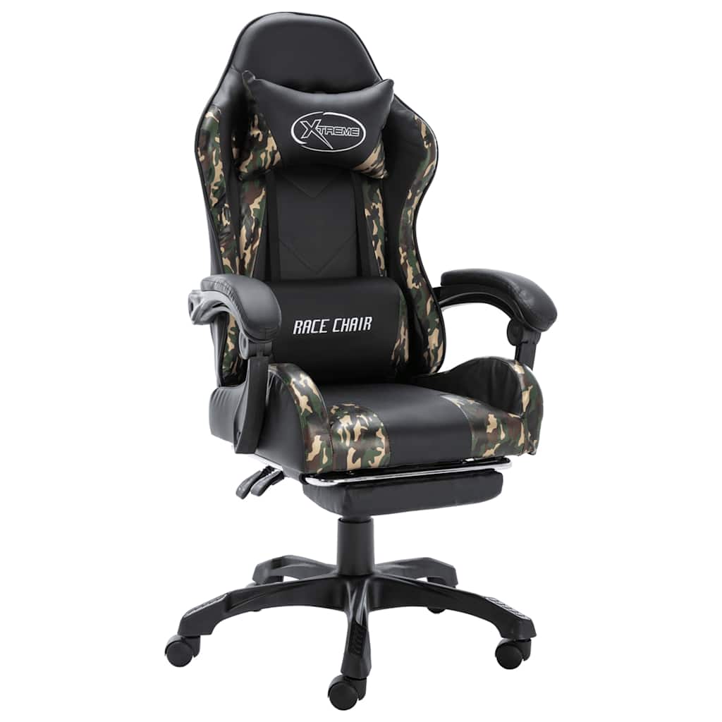 vidaXL Racestoel kunstleer zwart en camouflage