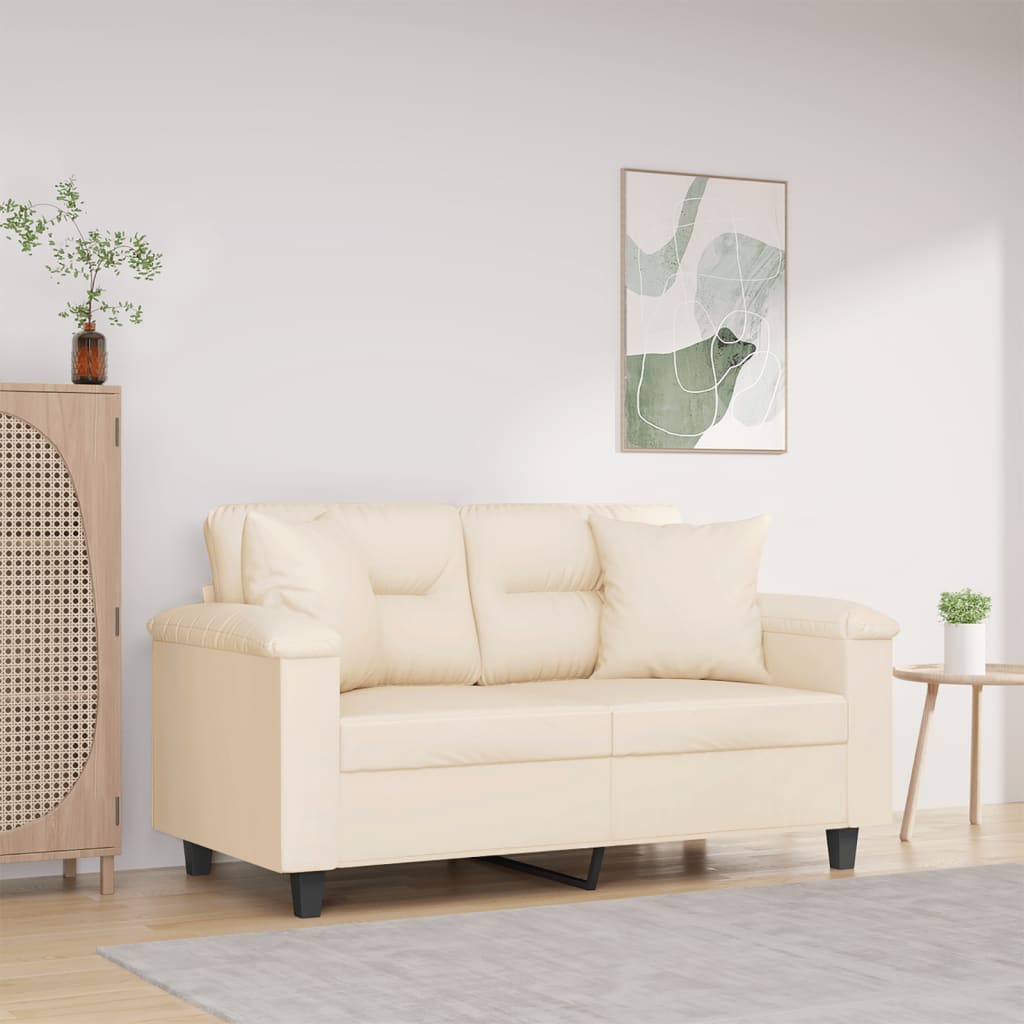 vidaXL Tweezitsbank met kussens 120 cm microvezelstof taupe