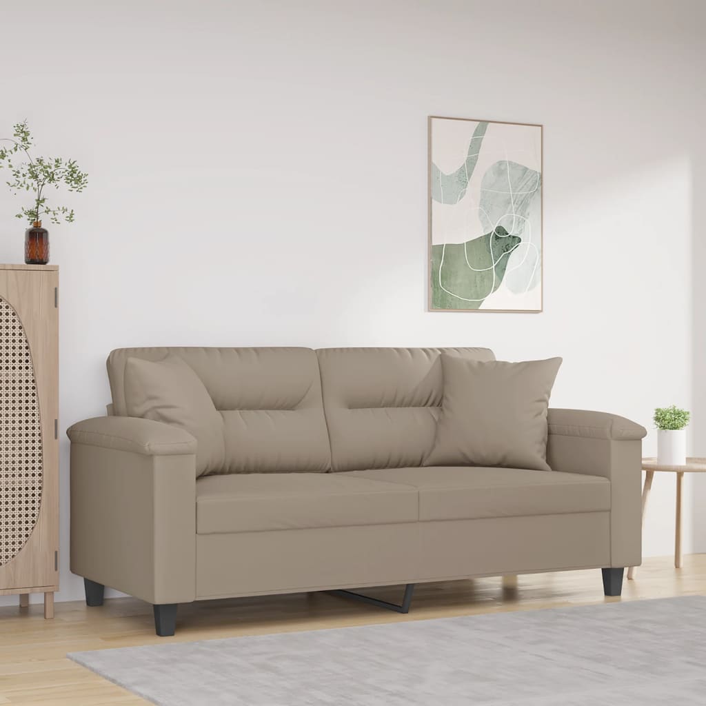 vidaXL Tweezitsbank met kussens 120 cm microvezelstof taupe
