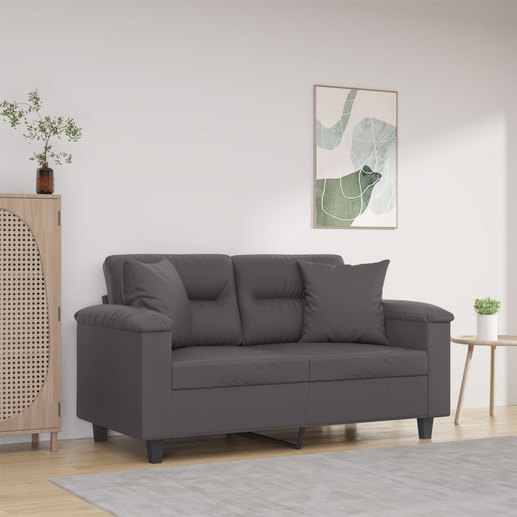 vidaXL Tweezitsbank met sierkussens 120 cm kunstleer zwart