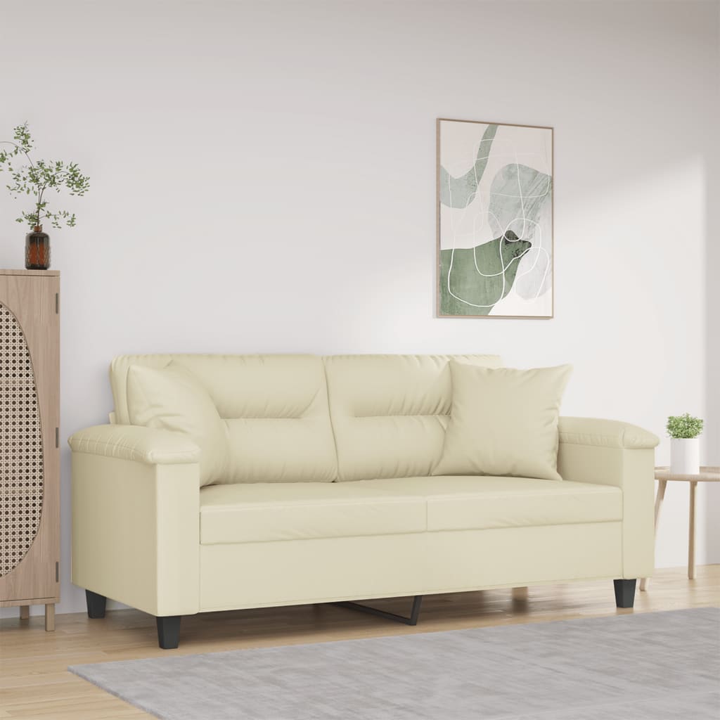 vidaXL Tweezitsbank met sierkussens 120 cm kunstleer zwart