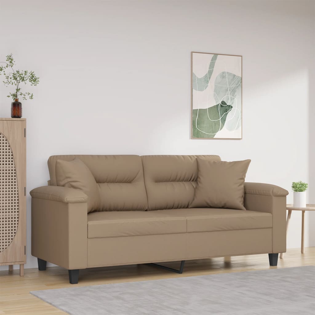 vidaXL Tweezitsbank met sierkussens 120 cm kunstleer zwart