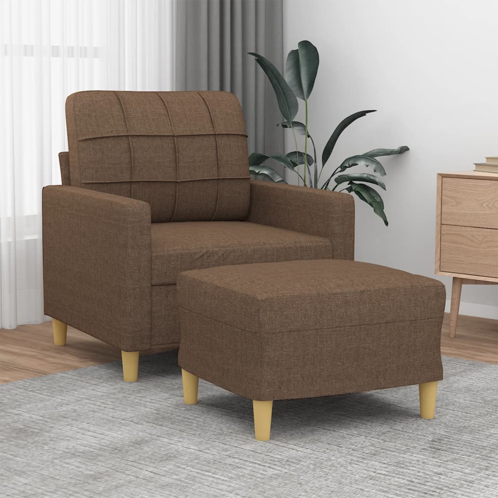 vidaXL Fauteuil met voetenbank 60 cm stof lichtgrijs