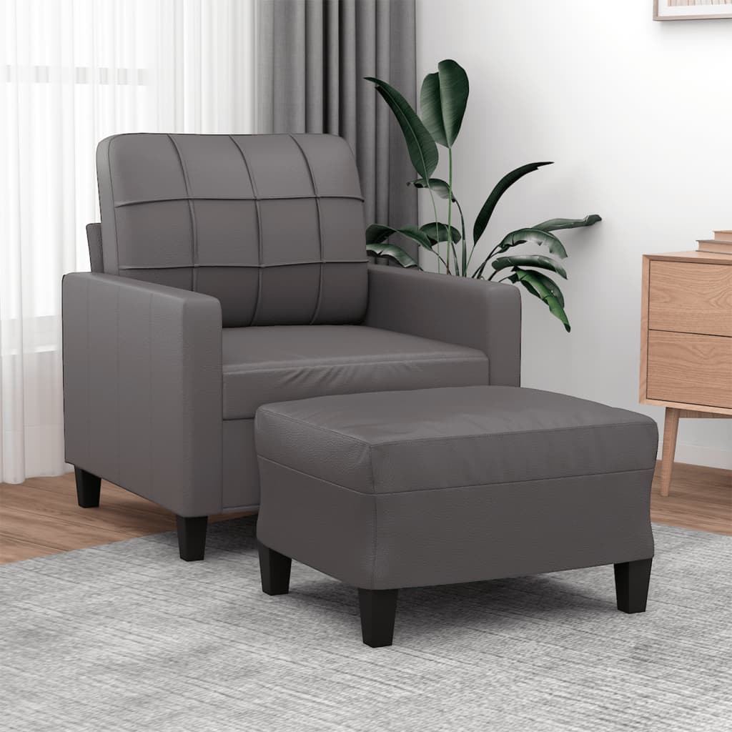 vidaXL Fauteuil met voetenbank 60 cm kunstleer zwart