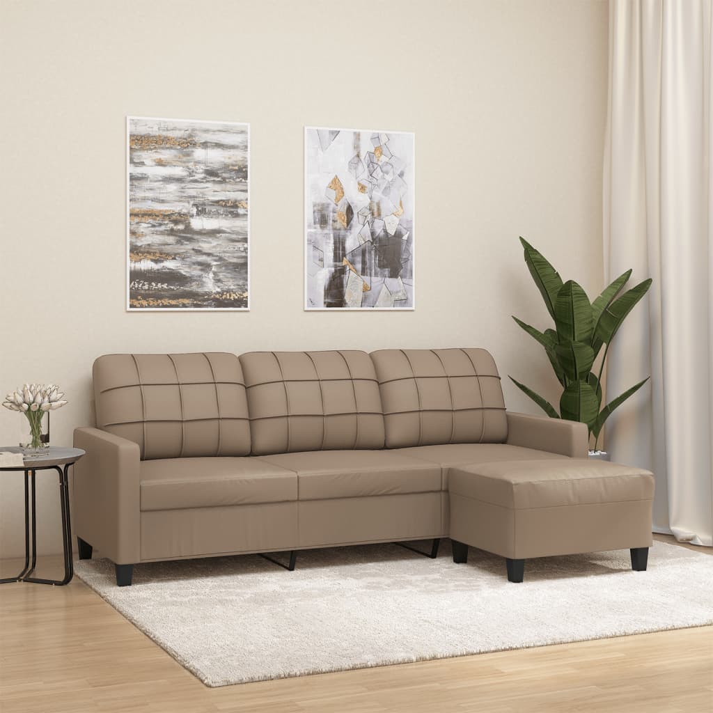 vidaXL Driezitsbank met voetenbank 180 cm kunstleer zwart
