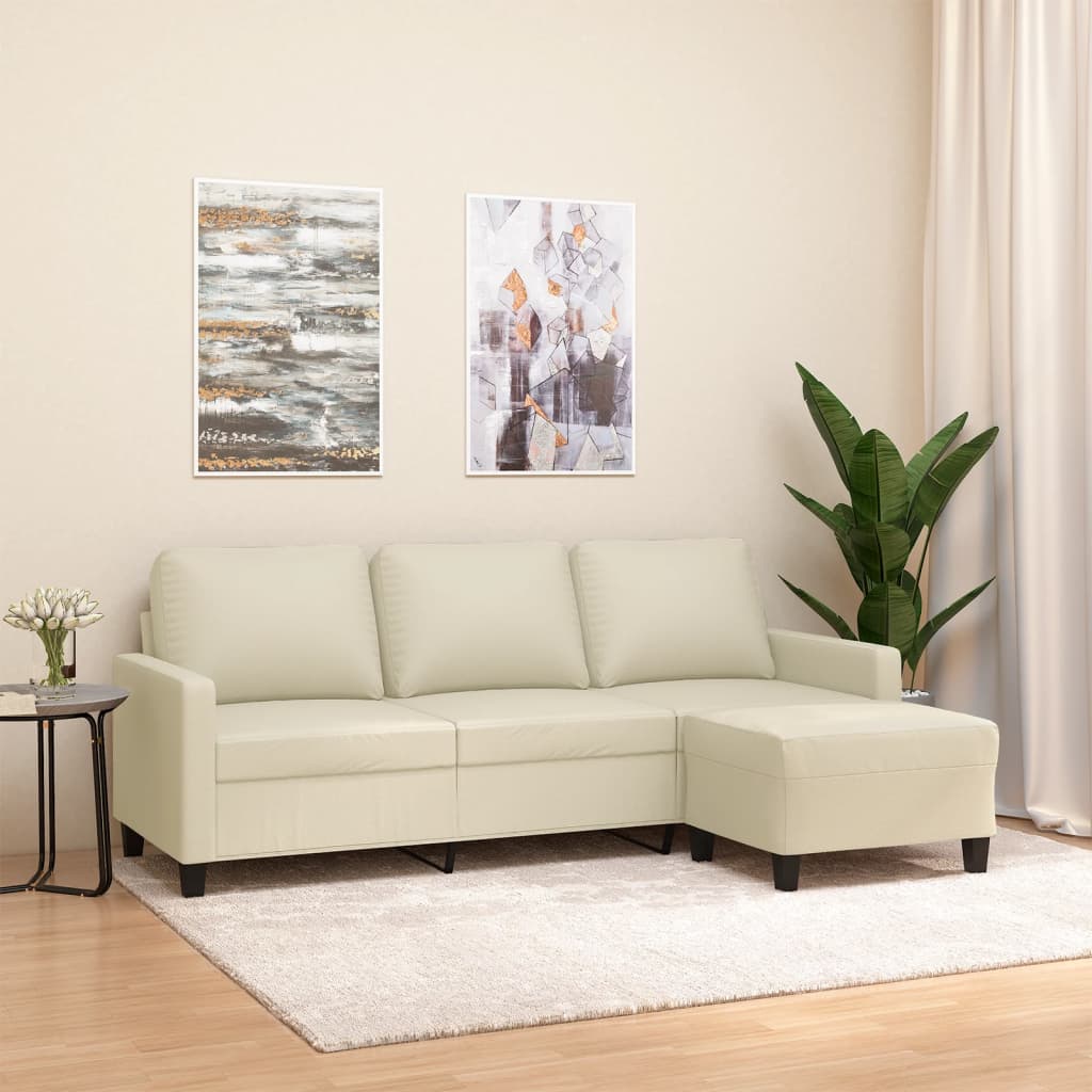 vidaXL Driezitsbank met voetenbank 180 cm kunstleer zwart