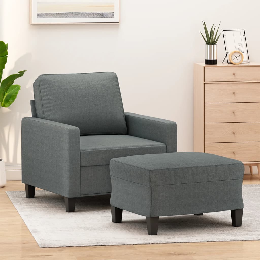vidaXL Fauteuil avec banque de rangement 60 cm gris gris