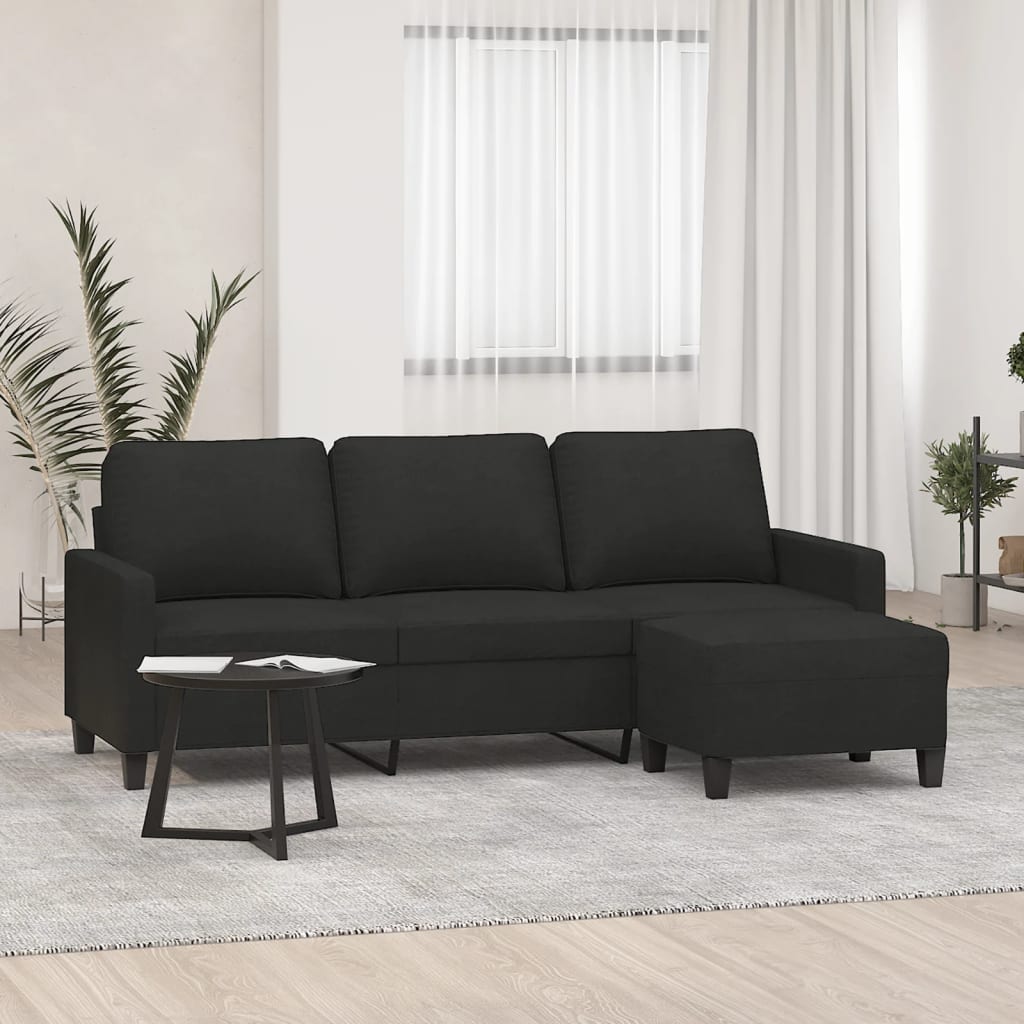 vidaXL Driezitsbank met voetenbank 180 cm stof lichtgrijs