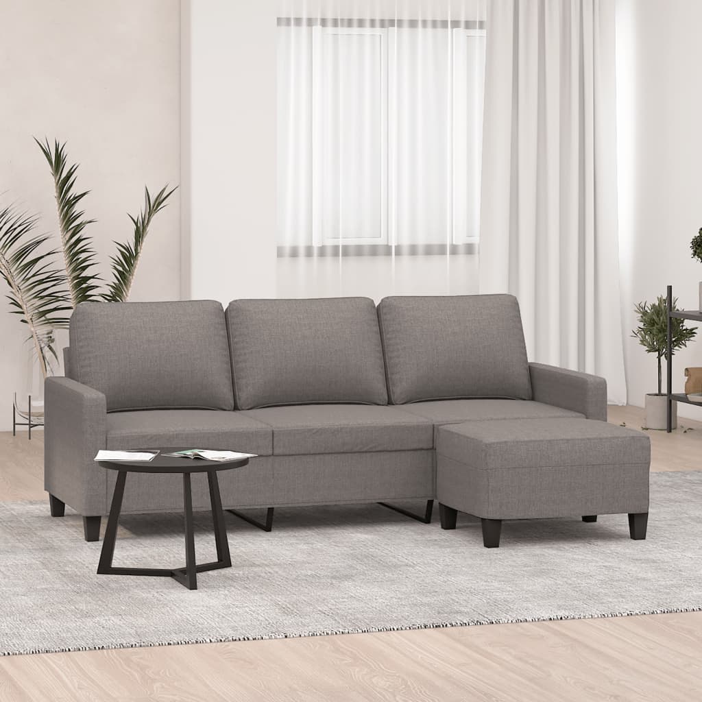 vidaXL Driezitsbank met voetenbank 180 cm stof lichtgrijs