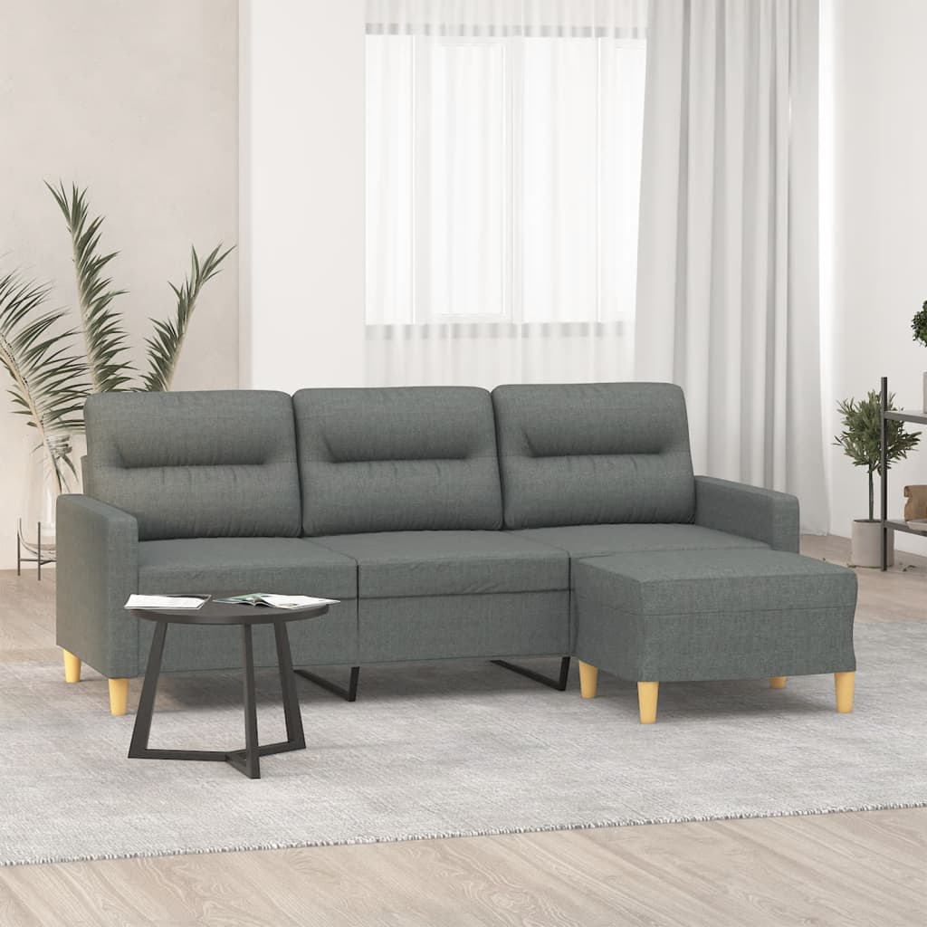 vidaXL Driezitsbank met voetenbank 180 cm stof lichtgrijs