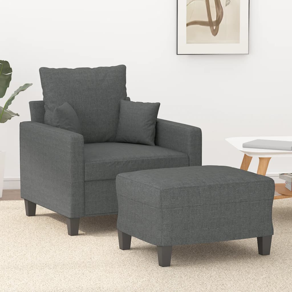 vidaXL Fauteuil met voetenbank 60 cm stof lichtgrijs