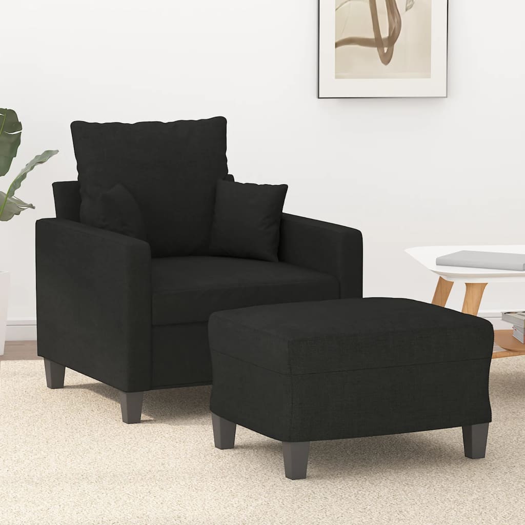 vidaXL Fauteuil met voetenbank 60 cm stof lichtgrijs