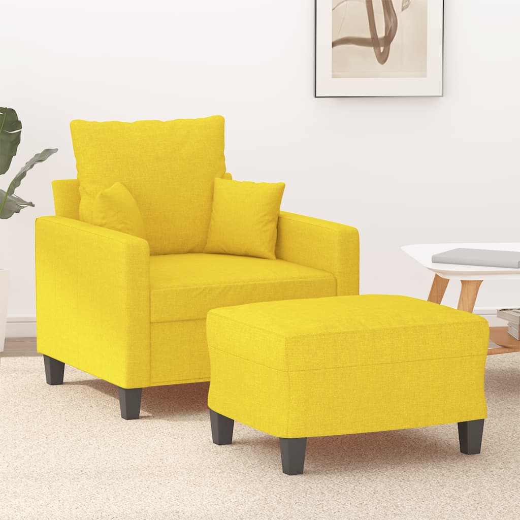 vidaXL Fauteuil met voetenbank 60 cm stof lichtgrijs