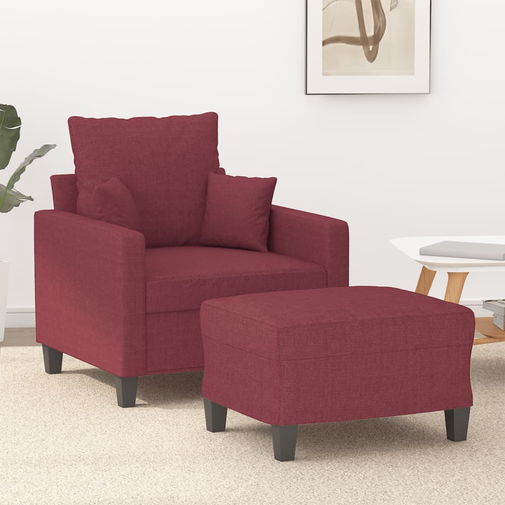 vidaXL Fauteuil met voetenbank 60 cm stof lichtgrijs