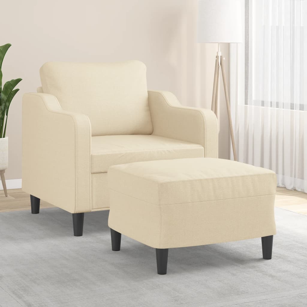 vidaXL Fauteuil met voetenbank 60 cm stof lichtgrijs