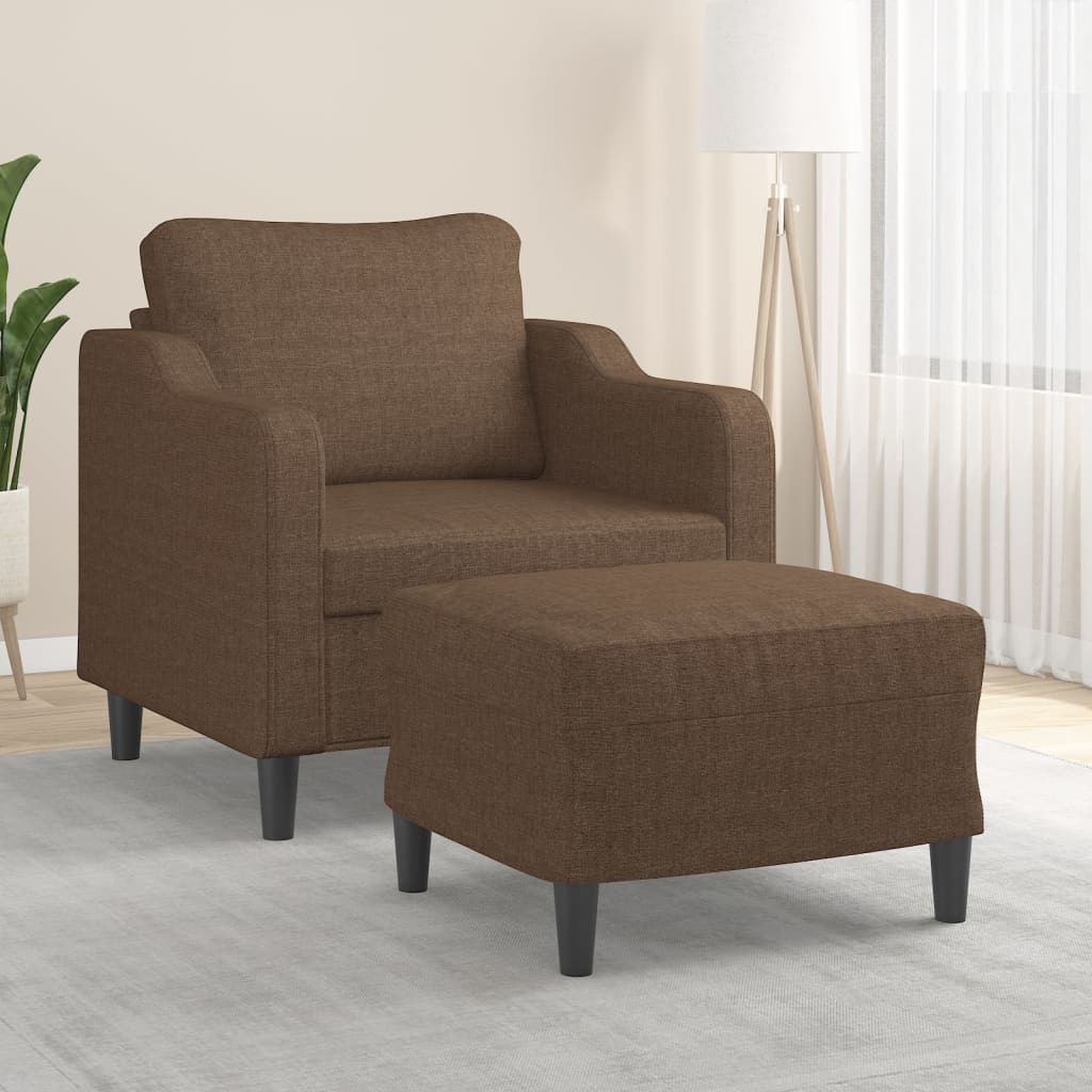 vidaXL Fauteuil met voetenbank 60 cm stof lichtgrijs