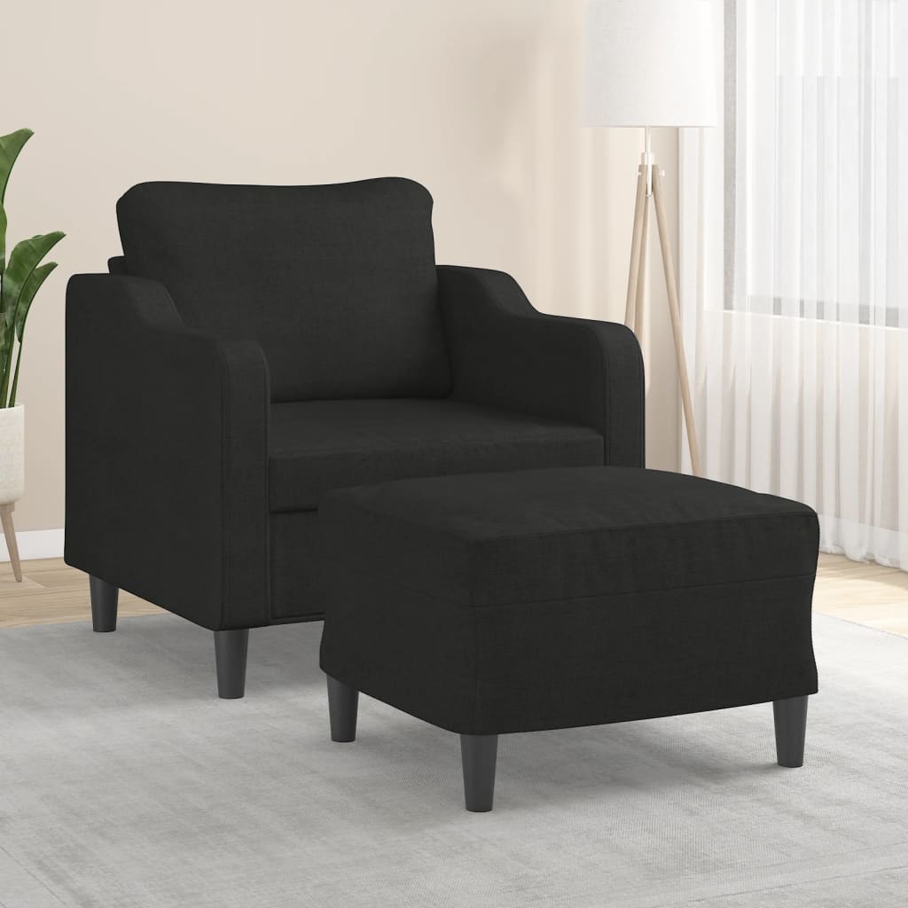 vidaXL Fauteuil met voetenbank 60 cm stof lichtgrijs