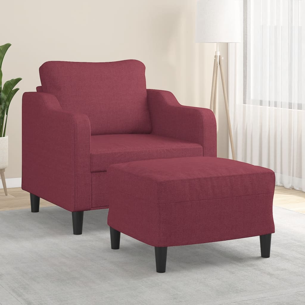vidaXL Fauteuil met voetenbank 60 cm stof lichtgrijs
