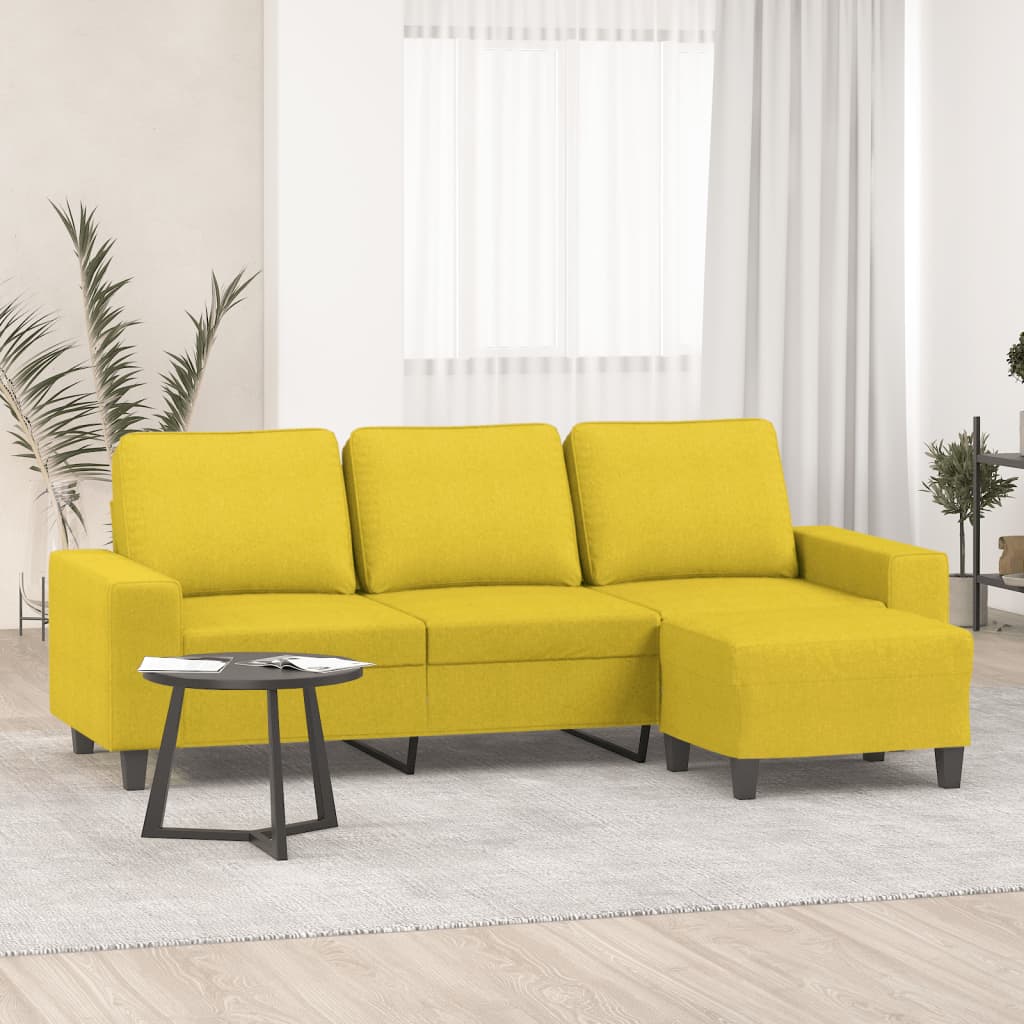 vidaXL Driezitsbank met voetenbank 180 cm stof lichtgrijs