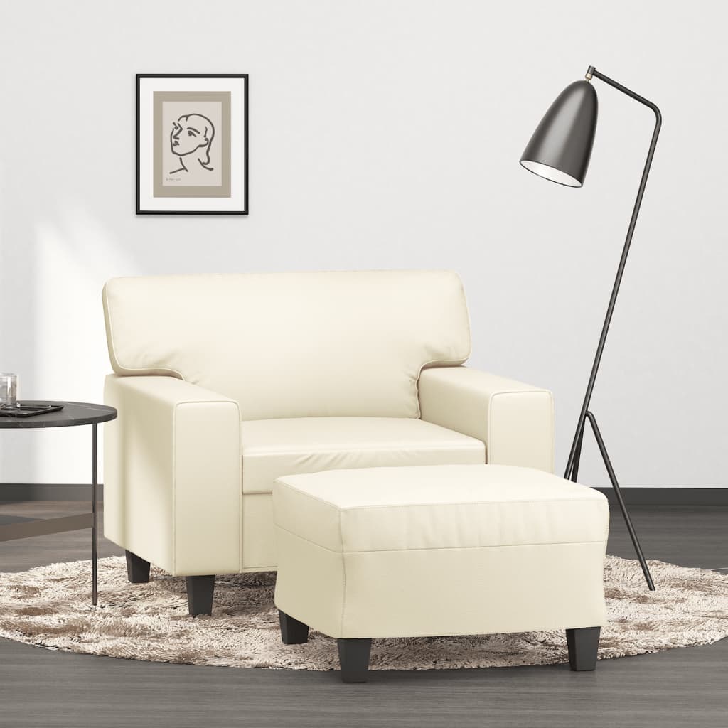 vidaXL Fauteuil met voetenbank 60 cm kunstleer zwart