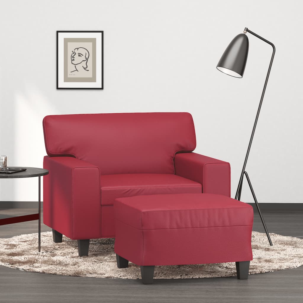 vidaXL Fauteuil met voetenbank 60 cm kunstleer zwart