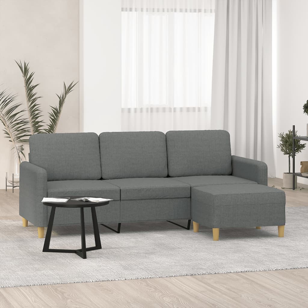 vidaXL Driezitsbank met voetenbank 180 cm stof lichtgrijs