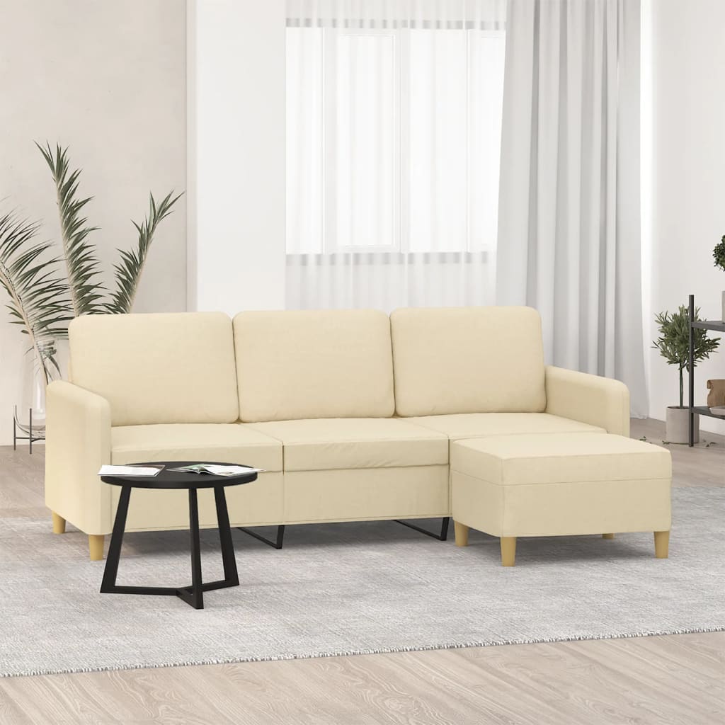 vidaXL Driezitsbank met voetenbank 180 cm stof lichtgrijs