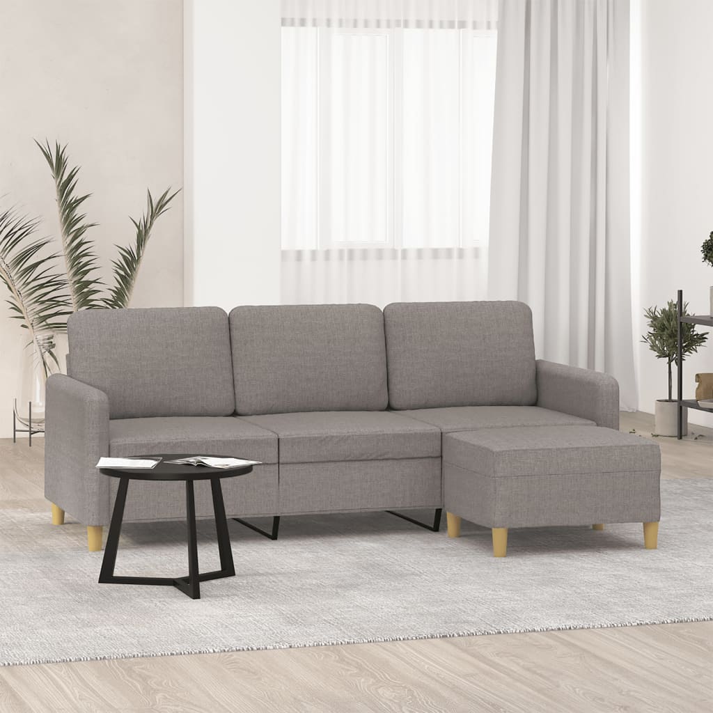 vidaXL Driezitsbank met voetenbank 180 cm stof lichtgrijs
