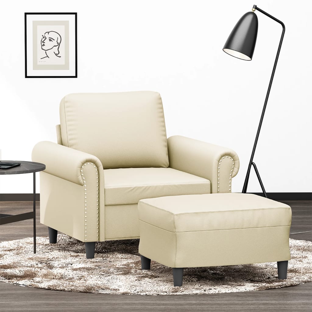 vidaXL Fauteuil met voetenbank 60 cm kunstleer zwart