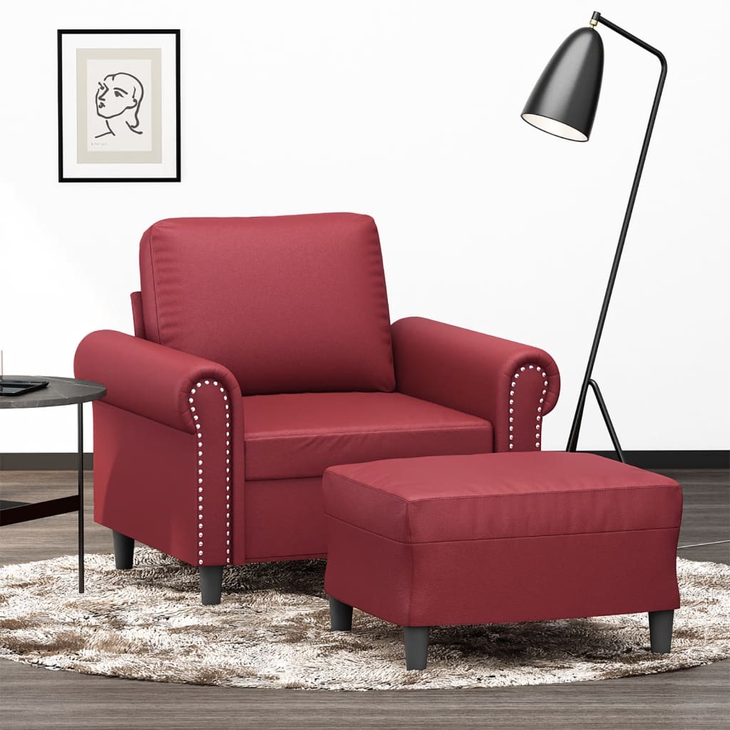 vidaXL Fauteuil met voetenbank 60 cm kunstleer zwart